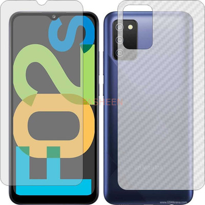 Fasheen Front and Back Tempered Glass for SAMSUNG F02S SM E025F (Front Matte Finish & Back 3d Carbon Fiber)(Pack of 2)