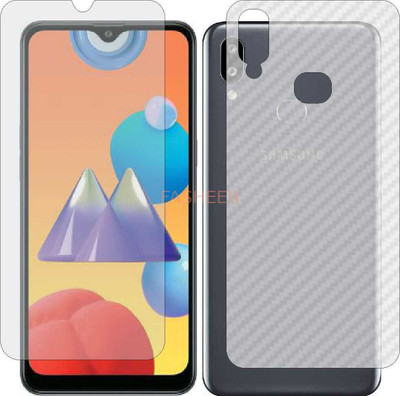 Fasheen Front and Back Tempered Glass for SAMSUNG M01 S (Front Matte Finish & Back 3d Carbon Fiber)(Pack of 2)