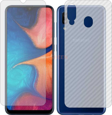 Fasheen Front and Back Tempered Glass for SAMSUNG A20 (Front Matte Finish & Back 3d Carbon Fiber)(Pack of 2)