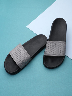 Pampy Angel Men Slides(Grey, Black , 7)
