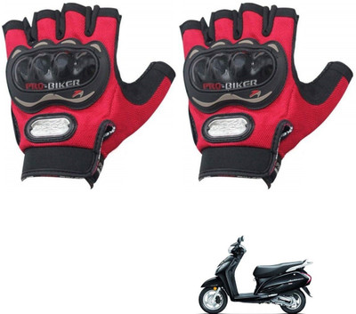 KOZDIKO PRO BIKER HALF FINGERED GLOVES RED FOR HONDA ACTIVA 125 Riding Gloves(Red)