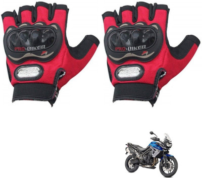 KOZDIKO PRO BIKER HALF FINGERED GLOVES RED FOR TRIUMPH TIGER 800 XRX Riding Gloves(Red)