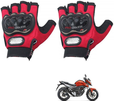KOZDIKO PRO BIKER HALF FINGERED GLOVES RED FOR HONDA CB HORNET 160R Riding Gloves(Red)
