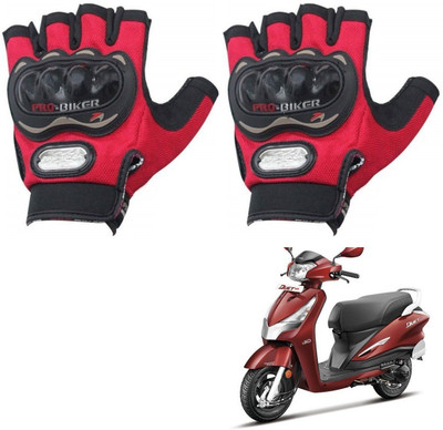 KOZDIKO PRO BIKER HALF FINGERED GLOVES RED FOR HERO ELECTRIC DESTINI 125 Riding Gloves(Red)