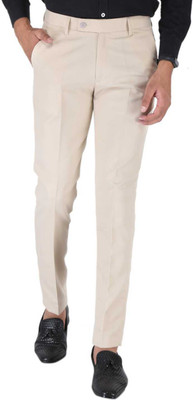 MALENO LIFESTYLE Slim Fit Men Cream Trousers
