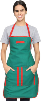Hooks And Tie Polyester Chef's Apron - Free Size(Green, Single Piece)