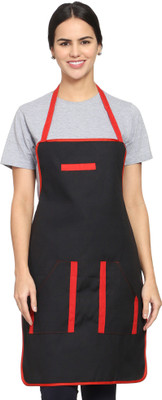 Hooks And Tie Polyester Chef's Apron - Free Size(Black, Single Piece)