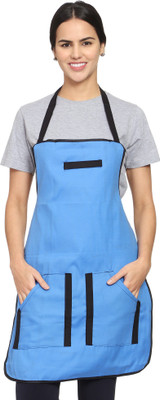 Hooks And Tie Polyester Chef's Apron - Free Size(Blue, Single Piece)