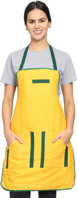 Hooks And Tie Polyester Chef's Apron - Free Size(Yellow, Single Piece)