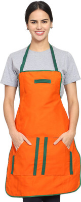 Hooks And Tie Polyester Chef's Apron - Free Size(Orange, Single Piece)
