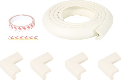 Safe-o-kid Unique, High Density, L-Shaped 2 mtr long 4 Large Edge Guard with 16 Corner Cushions(White)