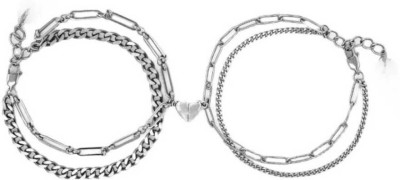 ruby collection Stainless Steel Sterling Silver Bracelet Set(Pack of 2)
