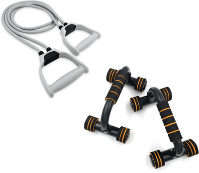 LIVOX Push Up Bar Stand And Double Toning Resistance Tube For Gym & Home Exercise Push-up Bar