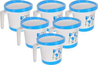 KUBER INDUSTRIES Plastic Bath Mug(Blue, White 1)