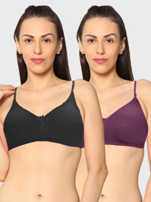 KAVYA Women T-Shirt Non Padded Bra(Black, Purple)