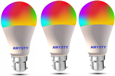 AMYSTY 9 W Basic Round B22 LED Bulb(Multicolor, Pack of 3)