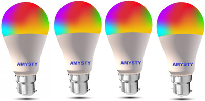 AMYSTY 9 W Basic Round B22 LED Bulb(Multicolor, Pack of 4)