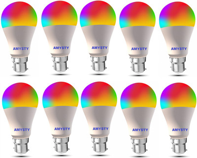 AMYSTY 9 W Basic Round B22 LED Bulb(Multicolor, Pack of 10)