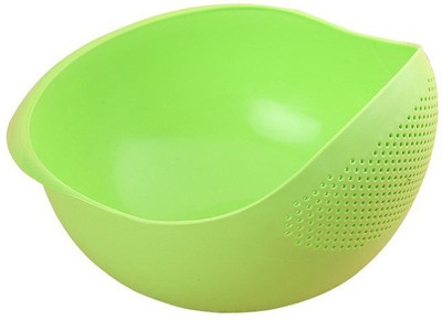 HARHIM Multi-function Plastic Colander Rice Washer Food Strainer Sieve Prep and Serve Bowl for Kitchen Collapsible Colander(Green Pack of 1)