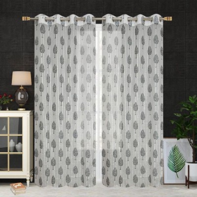 HHF DECOR 213 cm (7 ft) Polyester Transparent Door Curtain (Pack Of 2)(Self Design, Grey)