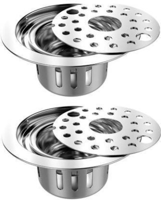 Ytc Floor Stainless Steel Push Down Strainer(12.7 cm Set of 2)