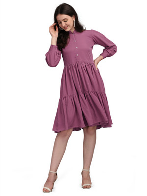 Kinjo Women A-line Pink Knee Length Dress