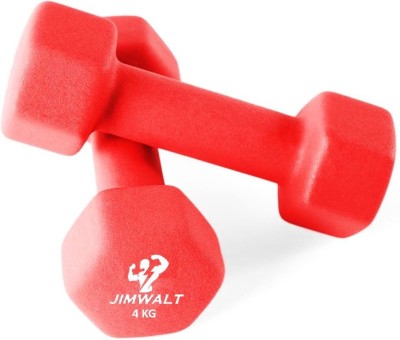 JIMWALT Neoprene Coated (4Kg*2 = 8Kg) Red Fixed Weight Dumbbell(8 kg)
