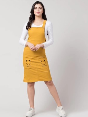 RC FASHION Women Yellow Dungaree