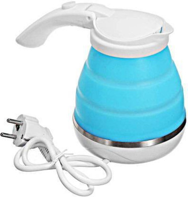 Misaki Travel Foldable Electric Kettle Portable Silicone Collapsible Kettle 500ML for Most Travel and Home & Office Use Electric Kettle(600 L, Blue)