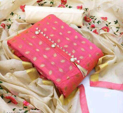 VredeVogel Cotton Blend Self Design Salwar Suit Material