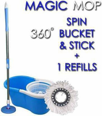 GTE Spin Mop with 1 Microfiber Refill Mop Set(Blue)