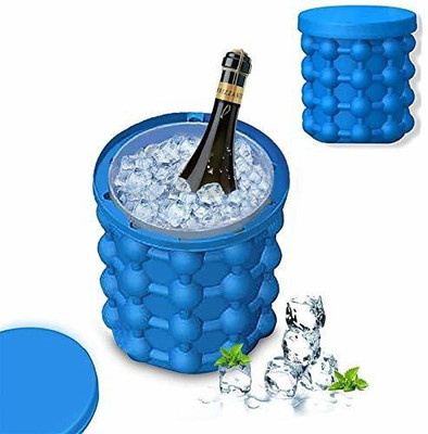 JDS WholeSale Silicone Ice Bucket The Revolutionary Space Saving Cube Maker (Standard) Blue Silicone Ice Cube Tray(Pack of1)