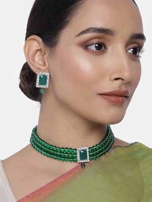 I Jewels Alloy Rhodium Green Jewellery Set(Pack of 1)