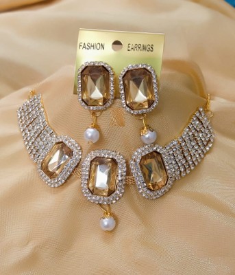 JewelShadi Alloy Gold-plated Gold Jewellery Set(Pack of 1)