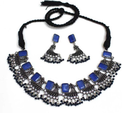 ABCD Brass Rhodium Blue, Silver, Black Jewellery Set(Pack of 1)