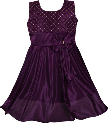 Wishkaro Girls Maxi/Full Length Party Dress(Purple, Sleeveless)