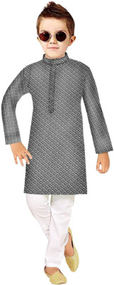 TRUST OUS Baby Boys Festive & Party Kurta and Pyjama Set(Grey Pack of 1)