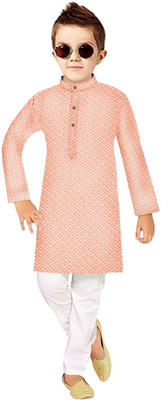 TRUST OUS Boys Festive & Party Kurta and Pyjama Set(Pink Pack of 1)