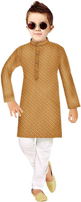 TRUST OUS Baby Boys Festive & Party Kurta and Pyjama Set(Yellow Pack of 1)