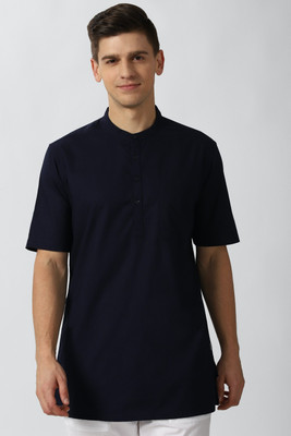 PETER ENGLAND Men Solid Straight Kurta(Dark Blue)