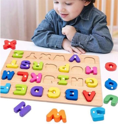 MECDOIT INTERNATIONAL Wooden Educational Creative learning A To Z English Alphabets Board Puzzle(27 Pieces)