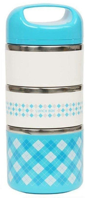varahry Stainless Steel Leak Proof 3 Layer Printed Lunch Box Picnic Food Container Tiffin Hot Thermal Box with Handle Lunch Container Box Picnic Food Container Tiffin Box for Outdoor Picnic School Office use 3 Containers Lunch Box(1250 ml, Thermoware)