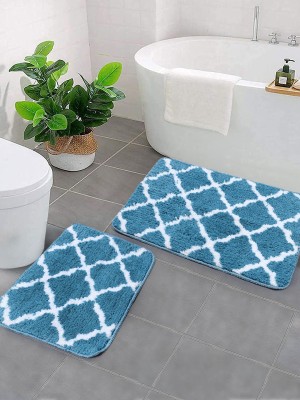Saral Home Cotton Bathroom Mat(Turq, Medium, Pack of 2)