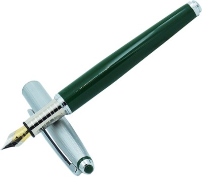 auteur Focus Green Color Silver Trims , Metal Body, Medium Nib , Elegant & Smooth Writing Fountain Pen