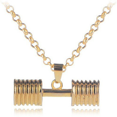 RVM Jewels Gym Fitness Dumbbell Stainless Steel Pendant Locket Gift Gold-plated Alloy Pendant