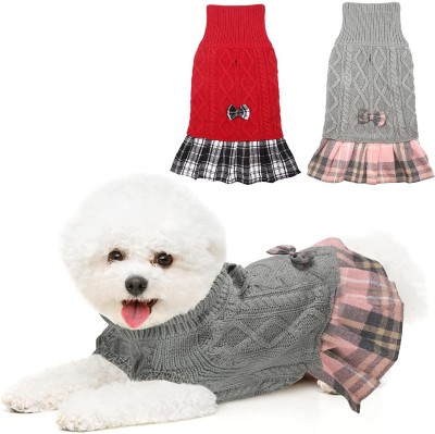 PETANGEL Sweater for Dog, Cat(Red, Grey)