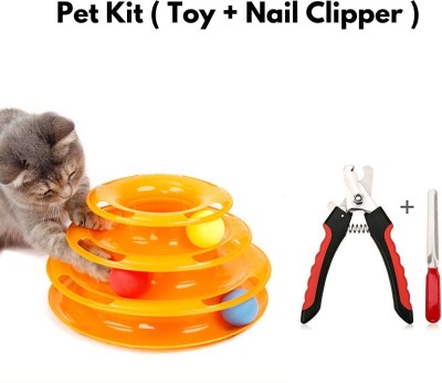 Regiis Cat Toy for Play and Enjoy, Balls Tower Toy with Nail Clipper ( Combo ) Grinder Nail Clipper(For Dog, Cat)
