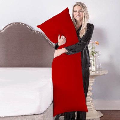 Mom's Moon Microfibre Solid Body Pillow Pack of 1(Red)