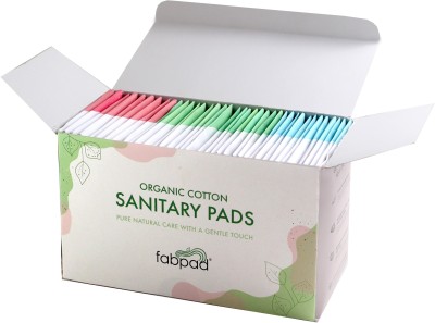 FabPad Organic Cotton Ultra Thin Rash Free Biodegradable Eco-Friendly Sanitary Pads Period Napkins with Disposable Cover (Pack of 36) Sanitary Pad(Pack of 36)