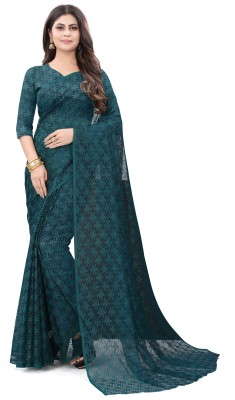 Vidula Self Design Bollywood Net Saree(Dark Green)